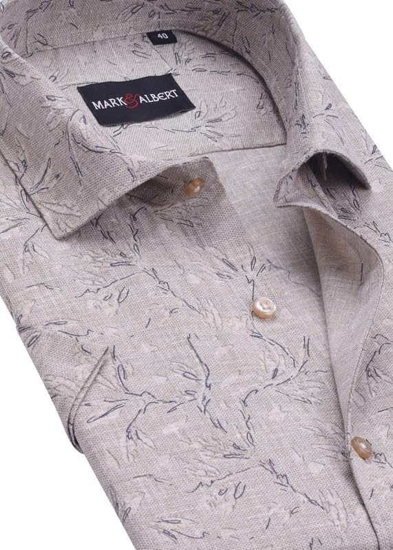 Image of Mark & Albert Men's Half Sleeve Cotton Linen Shirt Blue