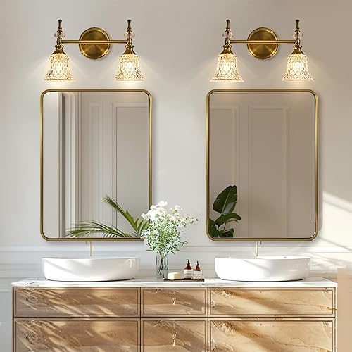 Miniatura 3 de ANDY STAR Espejo dorado cepillado de 40 x 30 pulgadas, espejo de baño dorado de latón redondeado, espejo de tocador de baño dorado en marco de metal