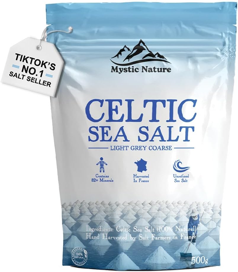 Celtic Sea Salt, 500 g, 100% Natural Unrefined Celtic Salt, Hand Harvested Using Sustainable and Eco Practices, Contains Over 82 Minerals