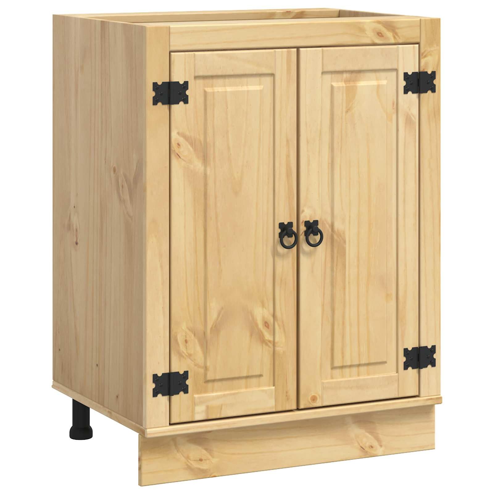 Schrank mit Regal Honig 60 x 46 x 81,5 cm Massives Kiefernholz Schränke und Aufbewahrungsmöglichkeiten Model42007559