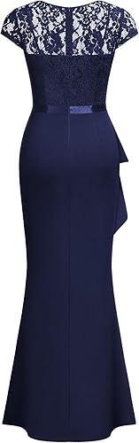 Miniatura 6 de MISSMAY Vestido largo formal de noche con cuello en V para mujer