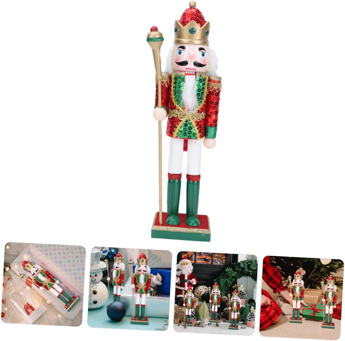 Christmas Nutcracker Figurine Wooden Nutcracker Guard Ornament Decoration for Holiday Home and Table Display