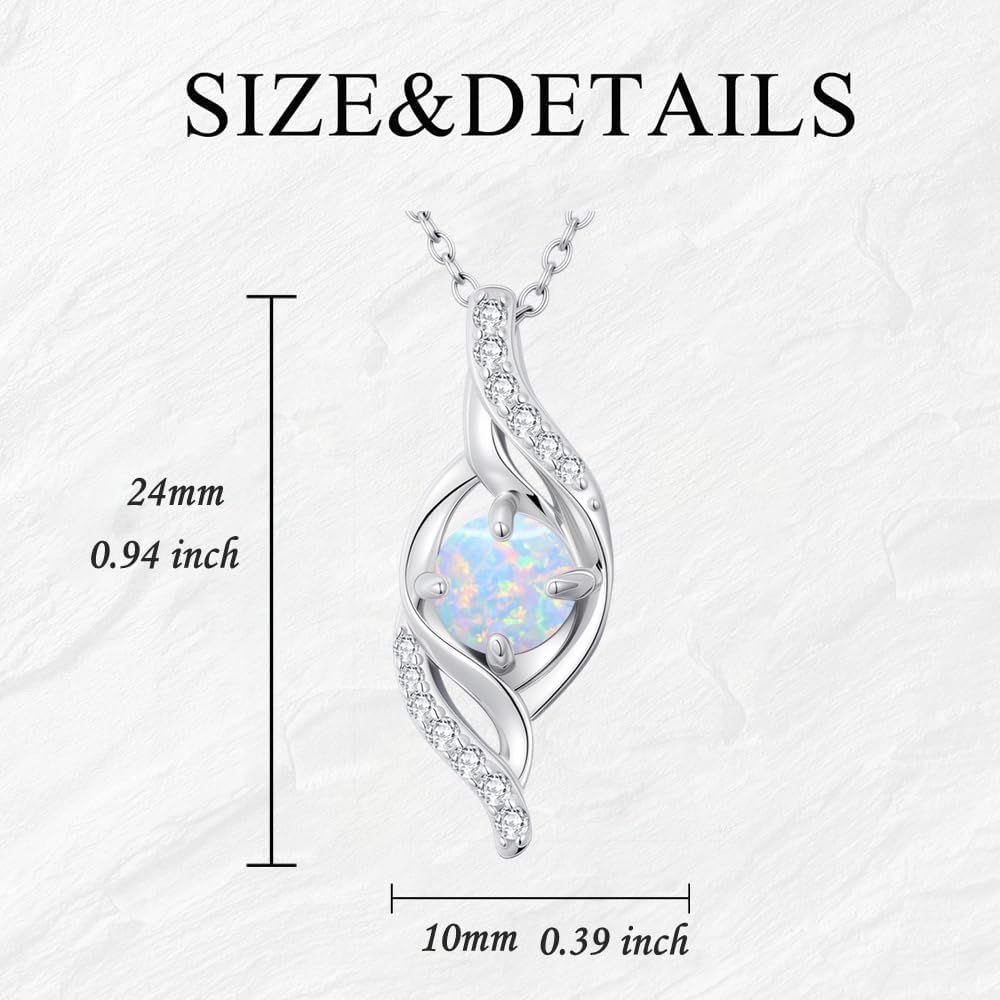 Aihpos Opal Necklaces for Women Platinum Plated Silver Twisted Infinity October Birthstone Pendant Necklace, 18''-20'' - Image 5