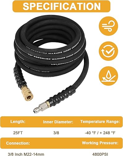 Vista 87 de OCPTY Manguera de lavado a presión de agua caliente 3/8" x 50ft 6000psi 2-Braid R2 Negro