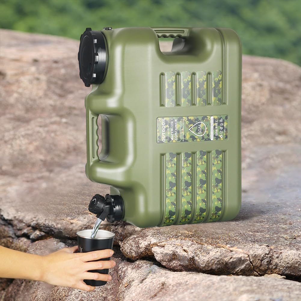 ASIEIT Wasserkanister mit Hahn 18.5L, Camping Wasserkanister, BPA-frei Tragbarer Mehrzweck Kanister Wassertank, Wassertank Camping mit Griffen, Auslaufsicher kanister, für Notfälle, Outdoor