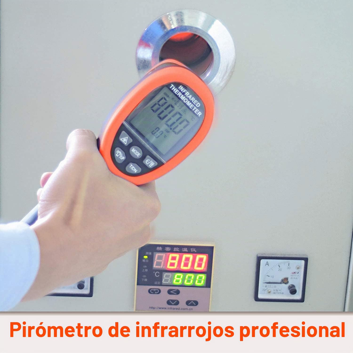Termómetro infrarrojo BTMETER BT1500, Pirómetro sin contacto D:S 30:1 Medidor de temperatura láser, -58℉ a 2732℉ (-50℃ ~ 1500℃) Pistola digital de temperatura IR para industrial - No para humanos