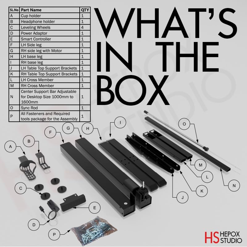 Image of Electric Height Adjustable Desk Frame Only | Adjustable 100cm-160cm Table Top Sit-Stand Desk Base | Ergonomic Heavy Duty Steel Frame | Black Finish, 1-Year Warranty, Installation Option Available