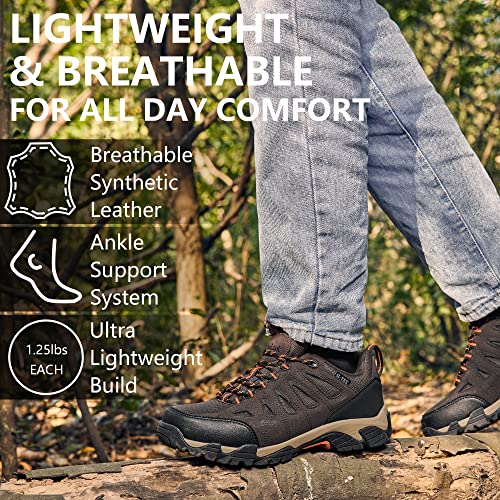 Image of SHULOOK Men's Waterproof Hiking Shoes Lightweight Anti Slip Outdoor Ankle Boots Breathable Hike Trekking Trails Shoe