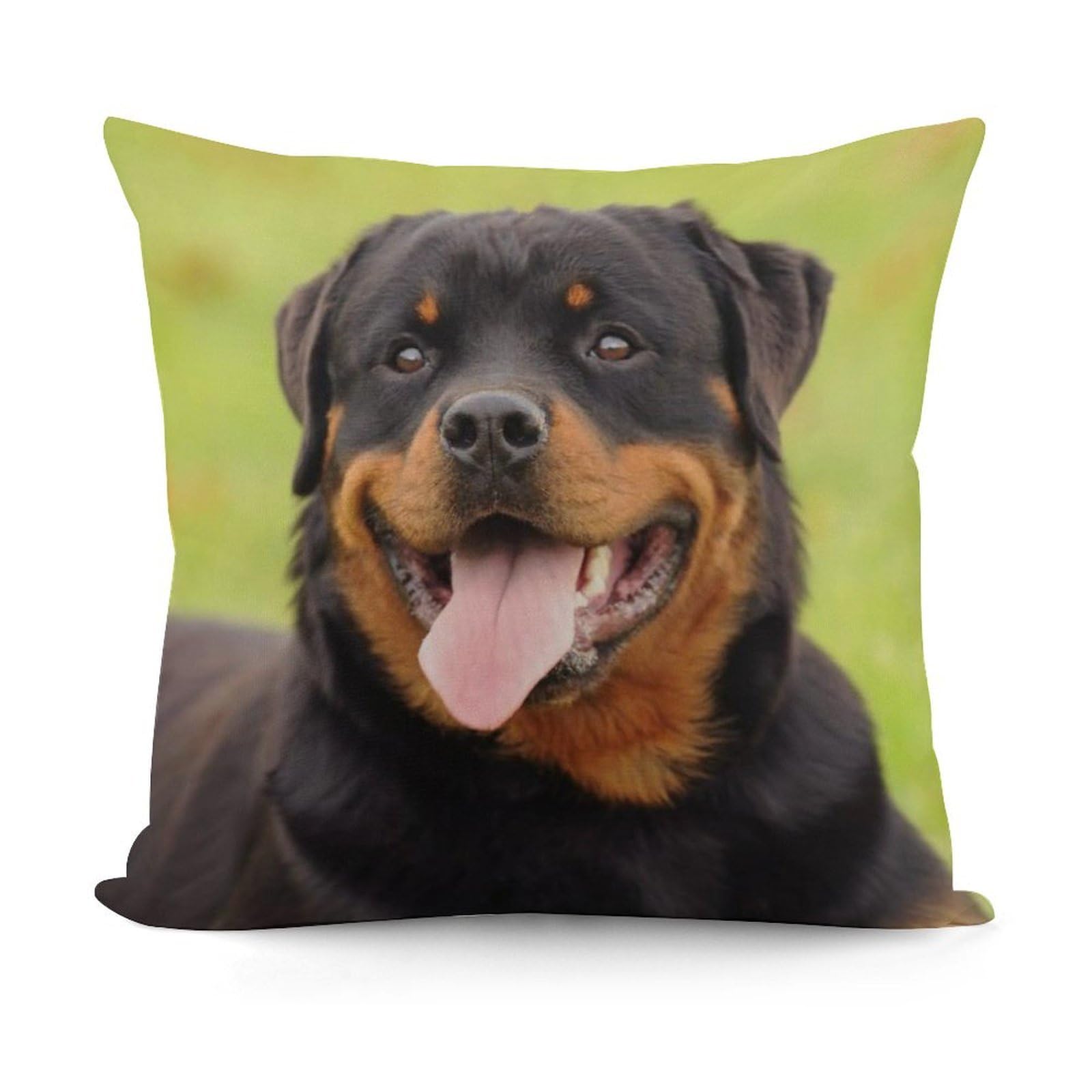 FekiLoot Rottweiler Plush Cushion Covers, Double-Sided Throw Pillow Covers with Invisible Zipper, Comfortable Soft Square Cushion Cases for Sofa Bedroom Living Room 18x18 Inch (45x45cm)
