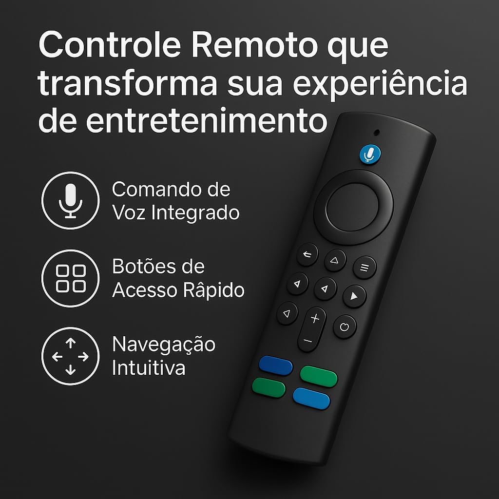 Controle Remoto com Comando de Voz Compatível com Stick TV, Stick 4K e Modelos de Streaming – Teclas de Atalho e Funções de Controle de TV – Compatível com Todos os Modelos Linha Super Premium