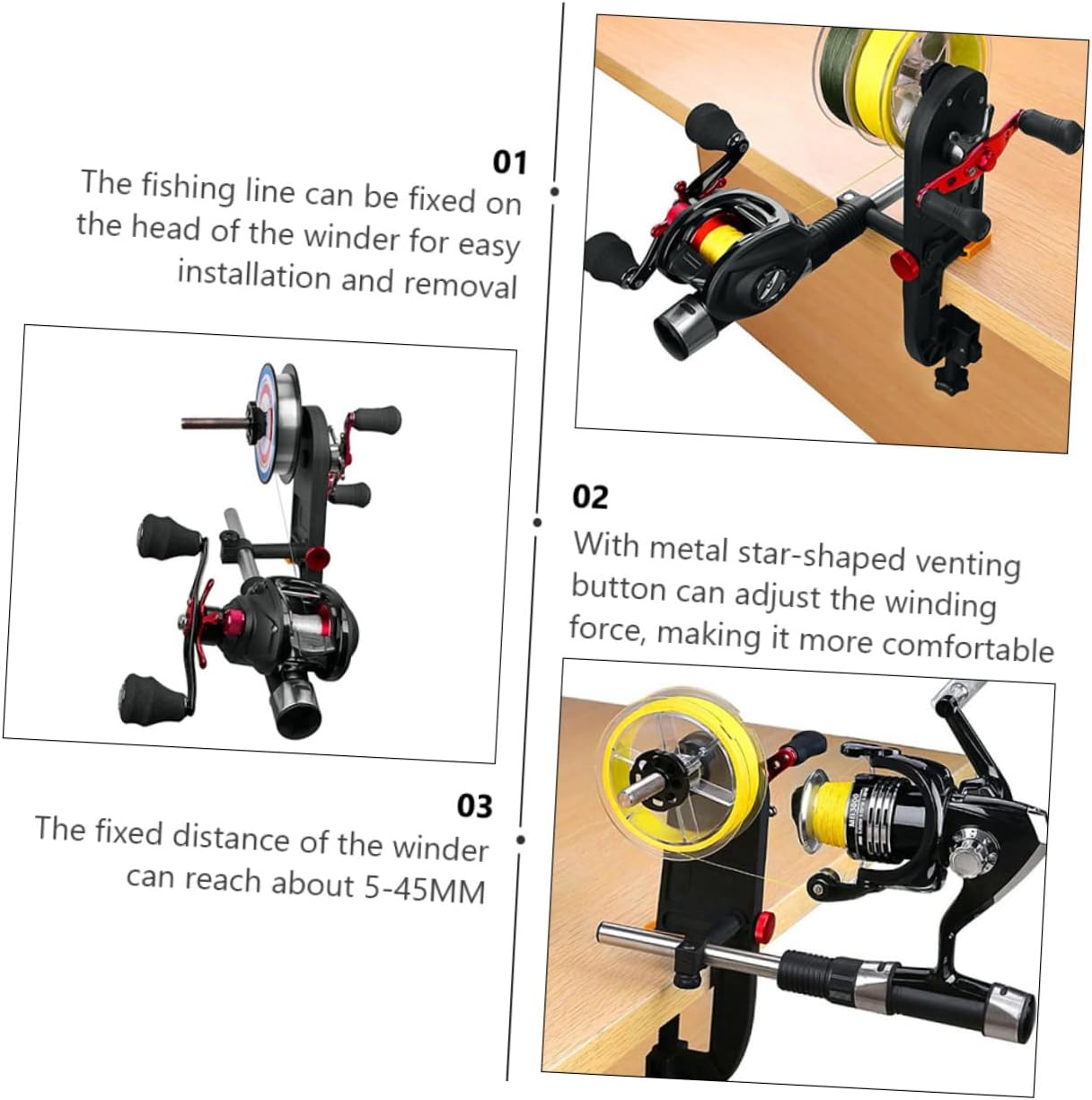 Happyyami Portable Fishing Line Winder System Adjustable Fishing Reel Spooling Tool for Winding and Construction for Convenient Use