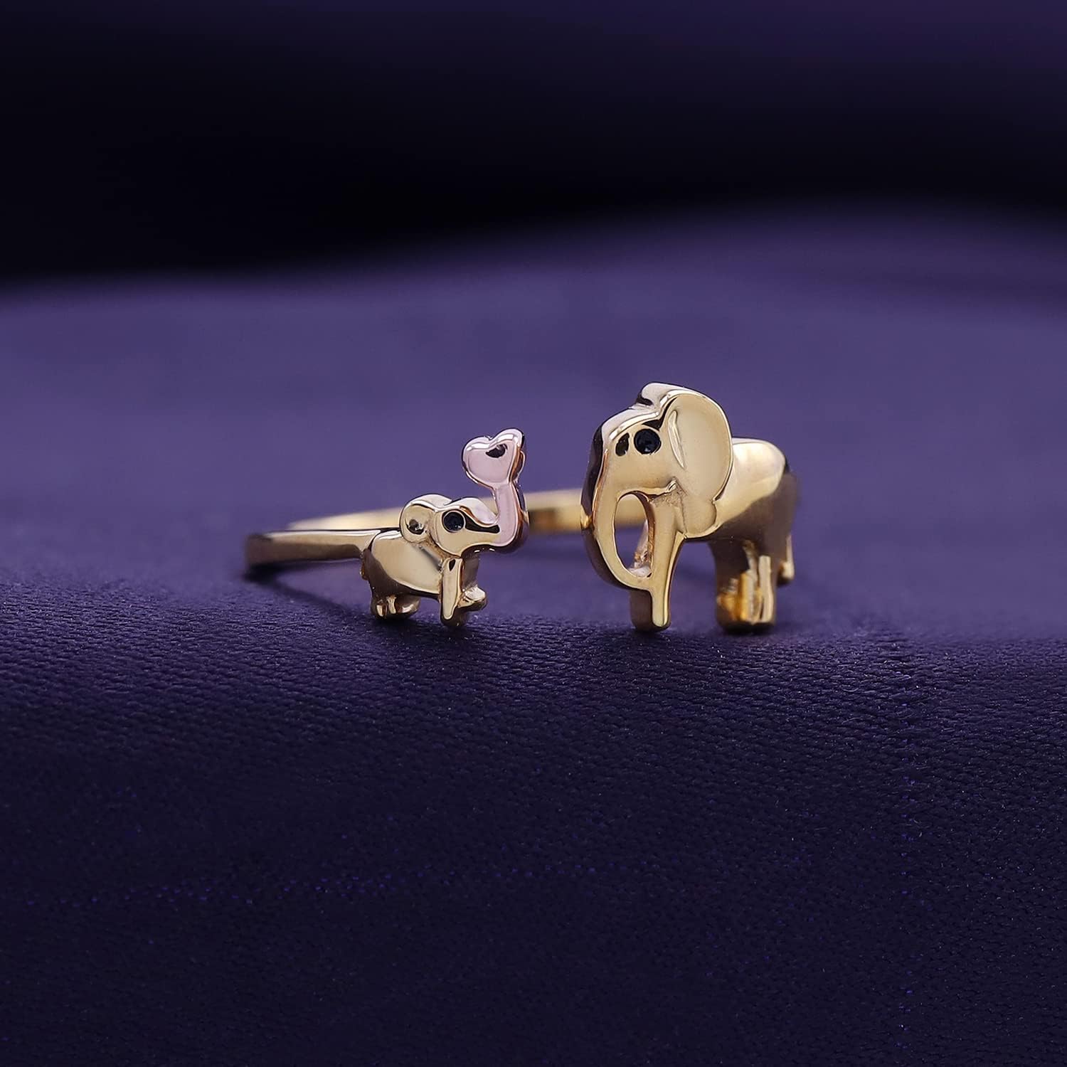 AFFY Mothers Day Jewelry Mother Daughter 925 Sterling Silver Elephant Adjustable Ring for Women