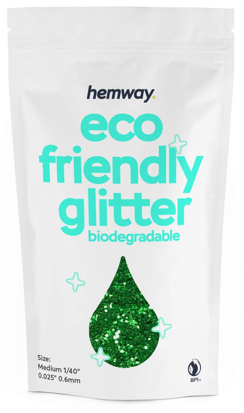 HemwayEco Friendly Biodegradable Glitter - Emerald Green | 100g Chunky Plant-Based Metallic Flakes for Arts & Resin Crafts | Bio Supplies for Festival, Hair, Face, Body & Nail Art Decoration