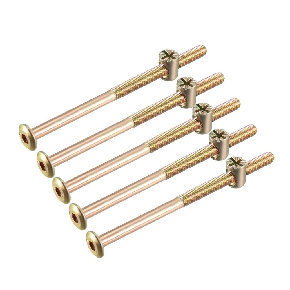 M6x100mm Furniture Bolt and Barrel Nut Set - 5 Sets for Secure Assembly