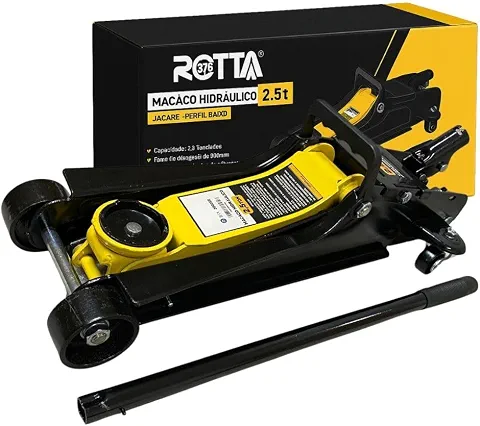 Macaco Hidráulico Jacarezinho 2,5 Toneladas Perfil Baixo Ideal para Carro Rebaixado Altura 8,5cm a 38,5cm Rotta