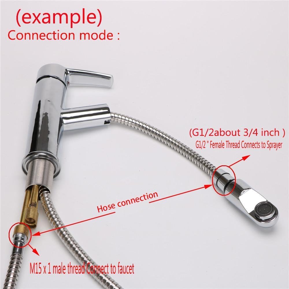 Kitchen Pull Down Sink Faucet Spray Head Hose Replacement Part - Stainless Steel, 59 inch, Brushed Nickel
