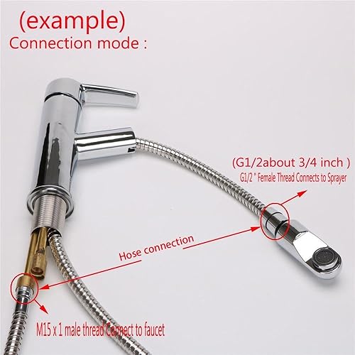 Miniatura 3 de Pieza de repuesto de manguera de cabezal rociador para grifo de fregadero de cocina, acero inoxidable, 59 pulgadas, níquel cepillado