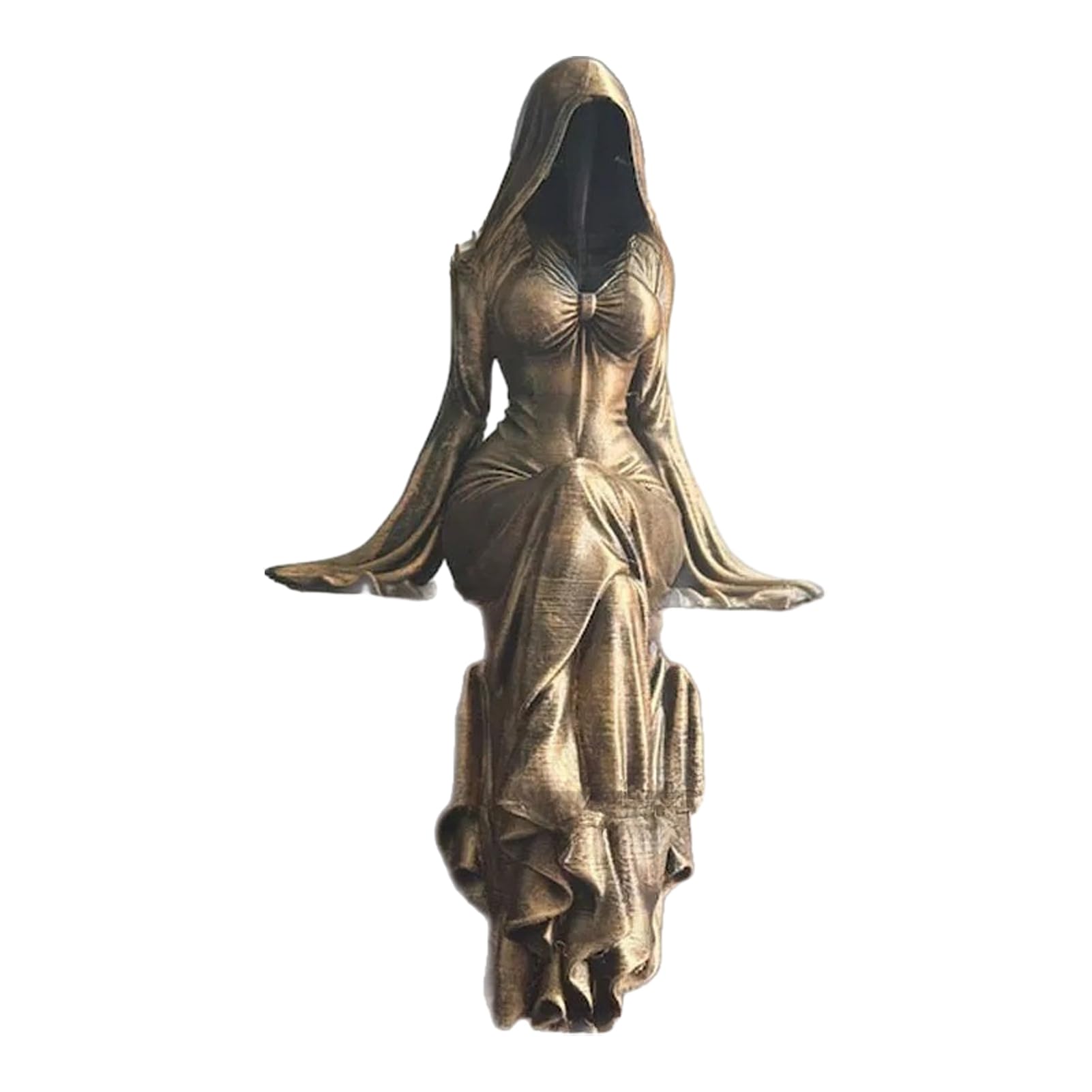 ZhzeYun 3D Printed Lady Reaper Figurine Hooded Girl Statue Gothic Bookshelf Decor Resin Dark Fantasy Ornament Mysterious Elegant Sitting Sculpture Dark Academic Gift Home AccentA
