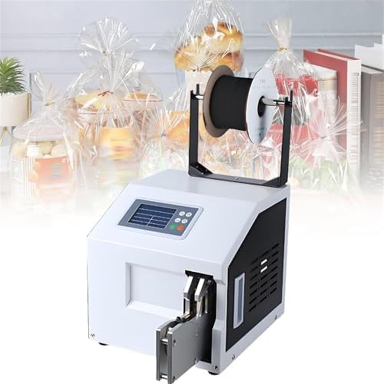 ASerZenith Automatic Twist Tie Sealing Machine, Semi-Automatic Bundling Machine With Gold Wire Ties For Bread, Toys, Bags