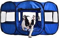 Vista 7 de Yaxa Basics Corral Plegable Octogonal para Interior y Exterior, Portátil, Suave para Perros/Cachorros/Juguetes, 114 cm / 45", Azul