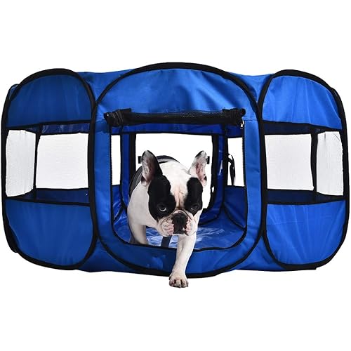 AmazonBasics Portable Soft Pet Playpen, 45", Blue