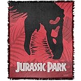 LOGOVISION Jurassic Park Blanket, 50'x60', Logo Skull Woven Tapestry Fringed Throw Blanket