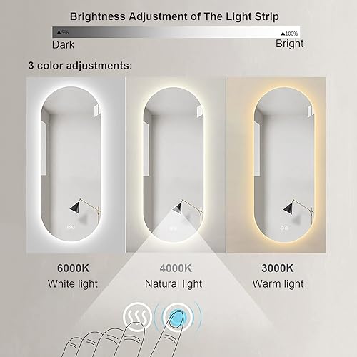 Miniatura 2 de Espejo retroiluminado LED para baño con luces, espejo de baño grande montado en la pared, espejo de baño acrílico iluminado CRI90+ IP54, espejo de