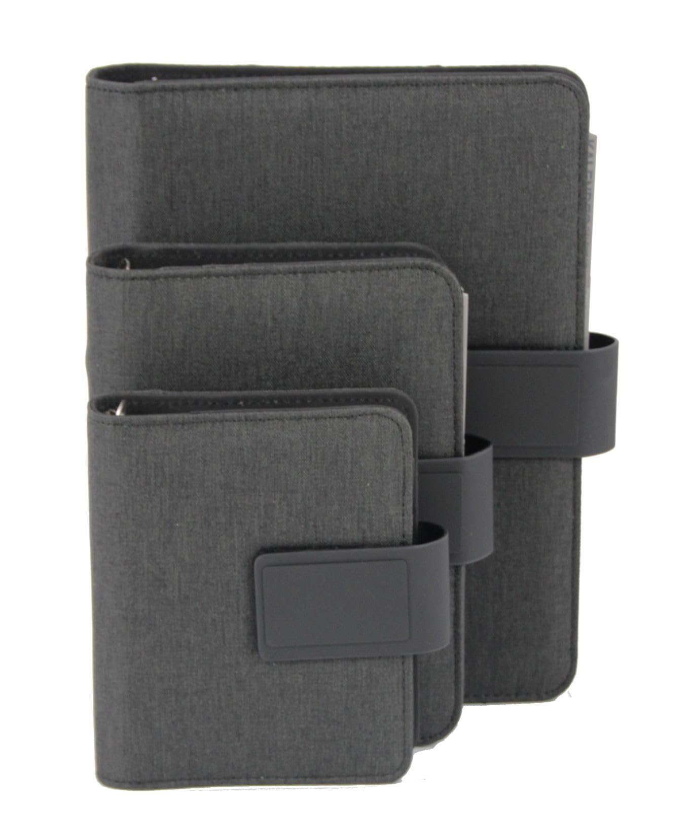 15300 Systemplaner A5 RPET LOMBOK, Schreibmappe aus recyceltem PET, Kalender, Planer, 6-sprachig, Magnetverschluss, Stiftschlaufen, Visitenkartenfächer, ca. 18 x 24 x 3,5 cm, grau