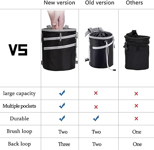 Miniatura 5 de Bolsa de tiza para escalar en roca - Bolsa grande de tiza Boulder para equipo de escalada en roca (actualizado)