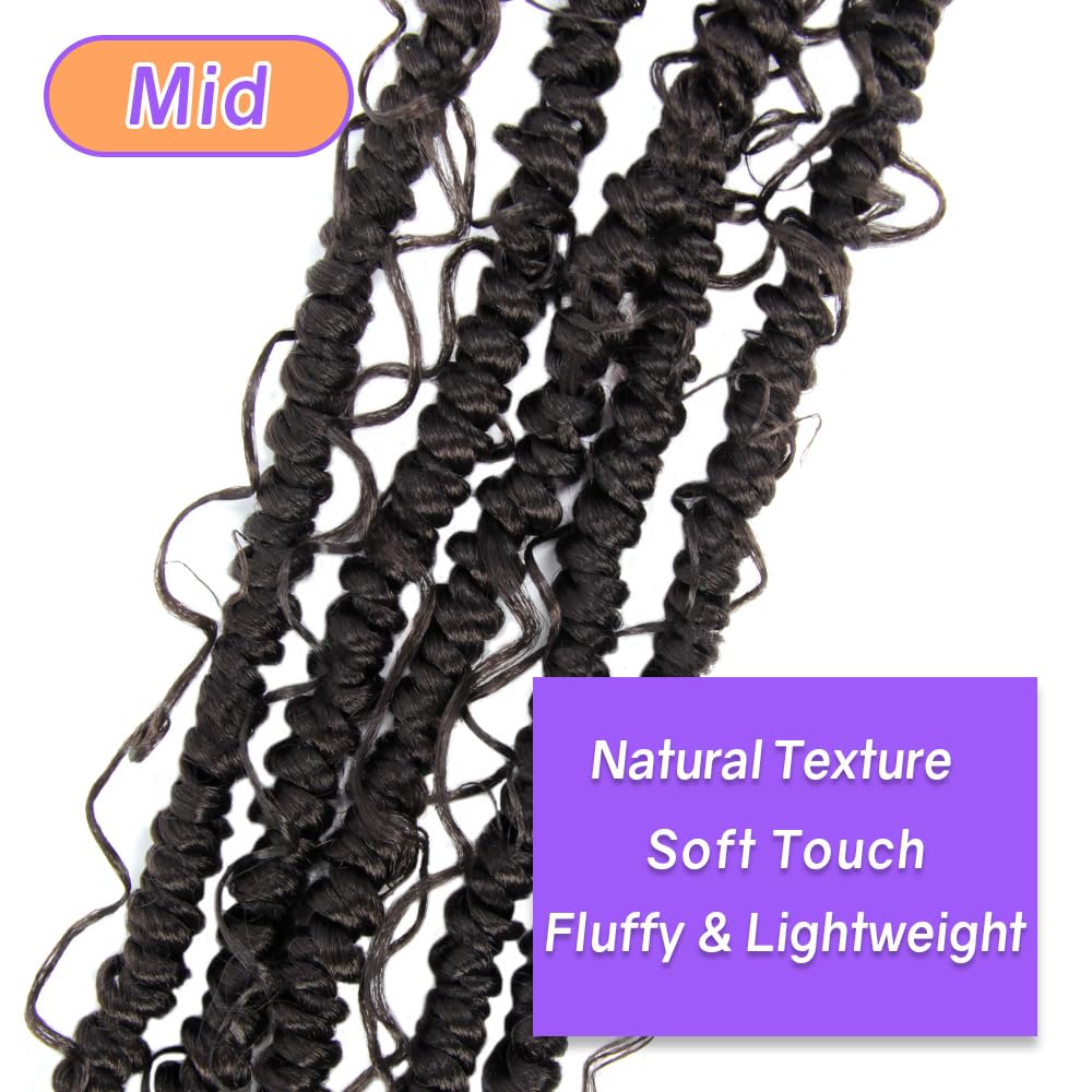 Boho Crochet Passion Twist Hair Pre looped, 18 Inch Goddess Passion Twist Crochet Hair with Curly Ends 8 Packs Brown Pre-twisted Bohemian Crochet Braids (8 PCS/88 STRANDS, 4#)