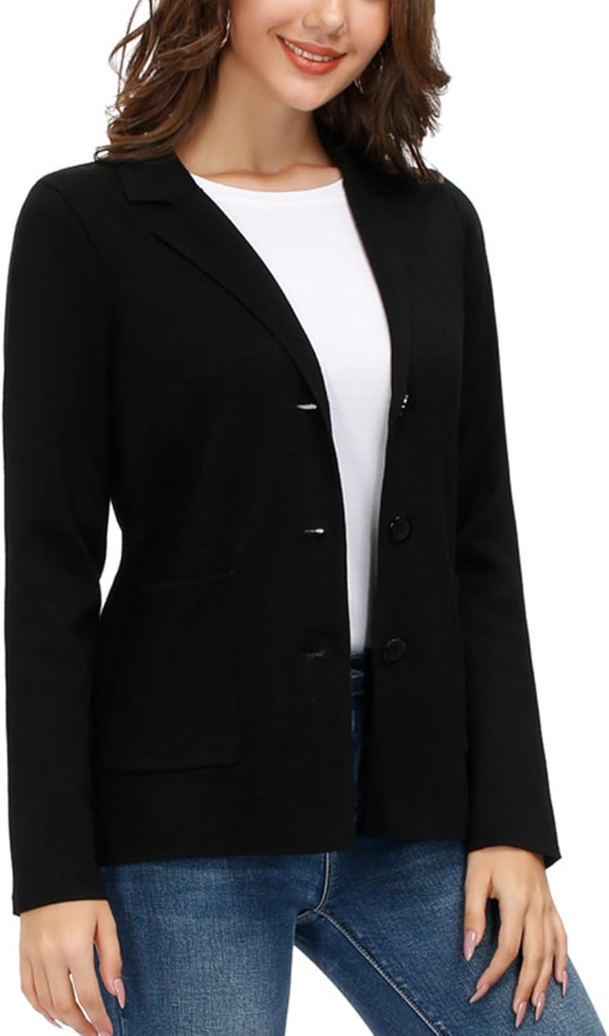 Women's Long Sleeve Casual Blazer Work Office Bussiness Jacket with Pocket - Image 2