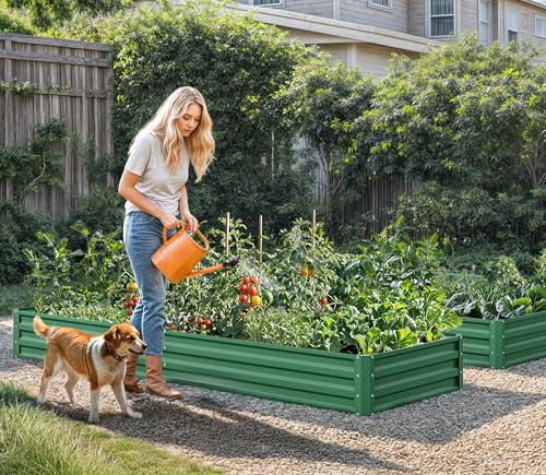 YITAHOME 72x36x12 in 2pcs Galvanized Raised Garden Bed Kit, Large Metal Planter Box with Gloves & Support Rod, Outdoor Flower Bed for Plants Vegetables, Green by YITAHOME - Image 3