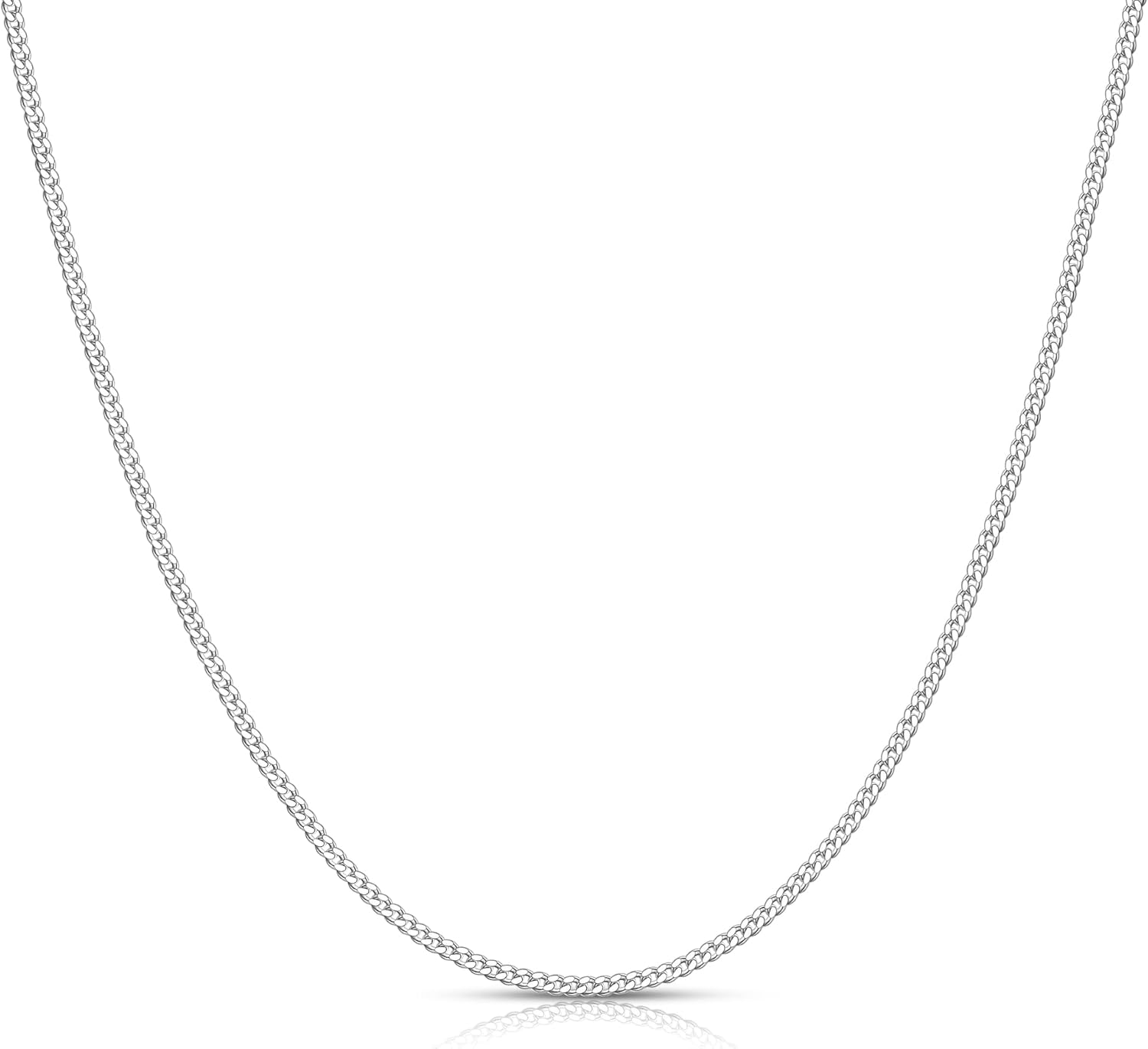 Gacimy 925 Sterling Silver Cuban Link Chain Necklace for Women, 0.8mm-2.0mm Dainty Curb Chain, Thin Real Silver Necklace for Pendants & Layering, 18-24 Inch