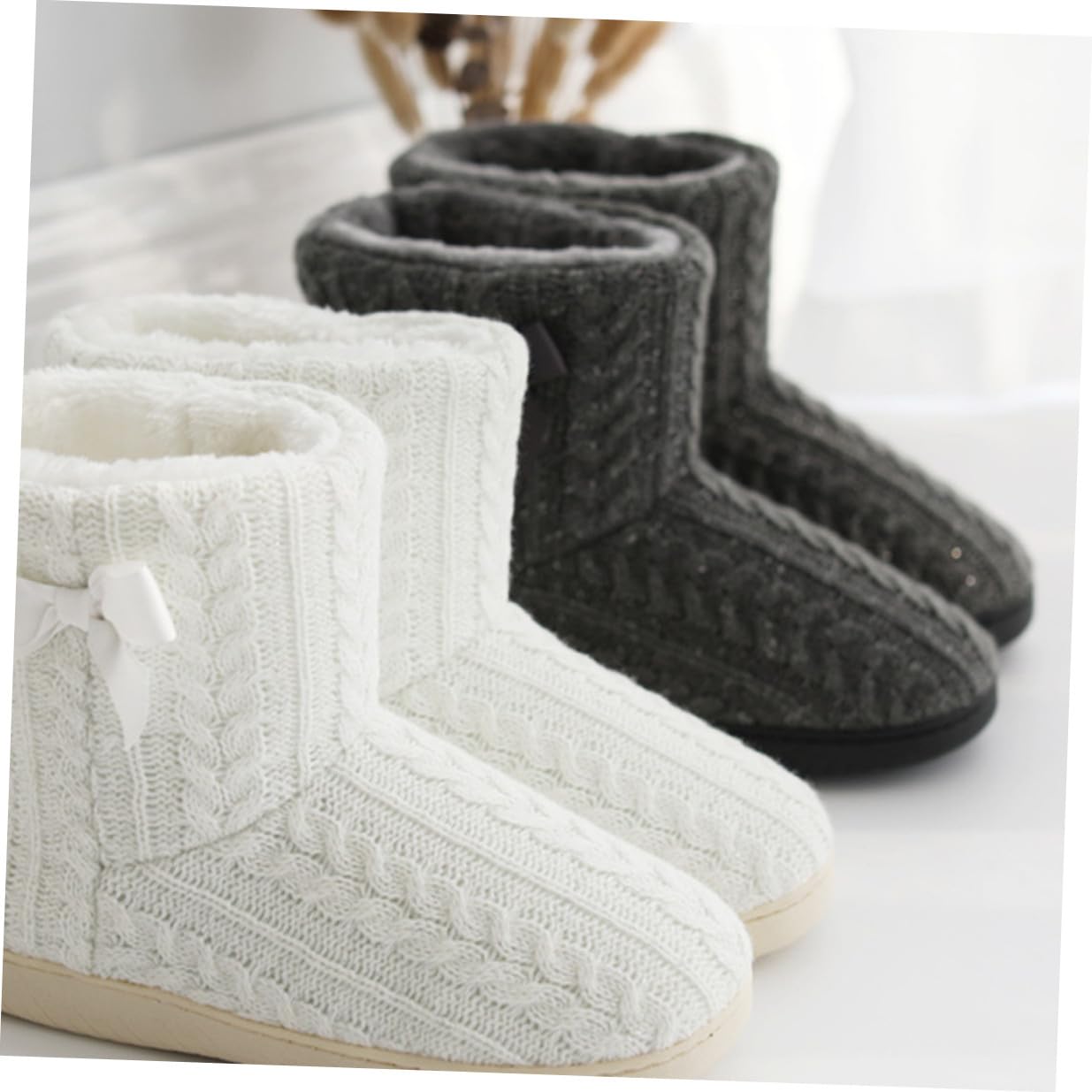 VILLCASE Botas de Casa Mujer Invierno, Zapatillas Antideslizantes