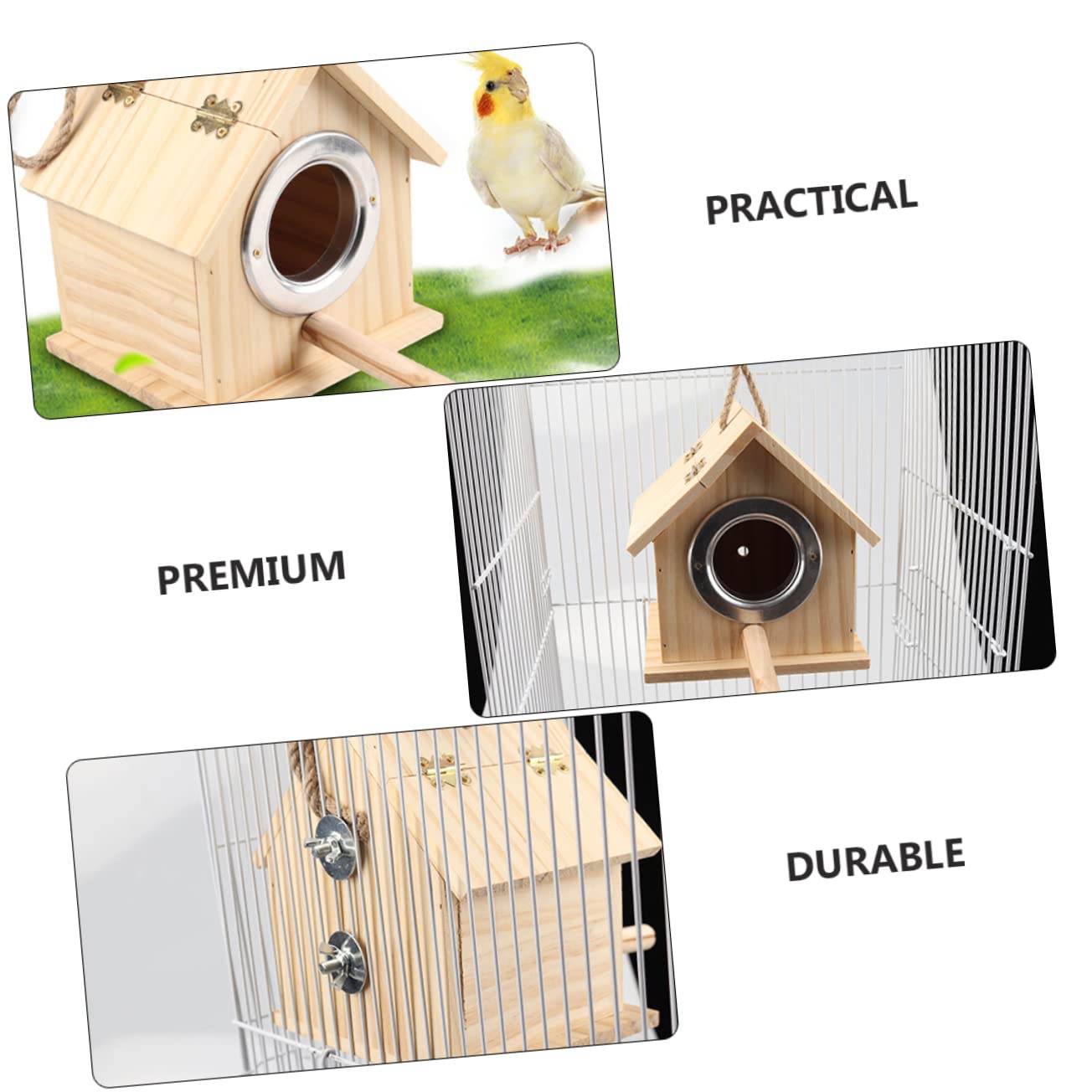 VANZACK Holz Papageienhaus Hängendes Vogelnest Papageienzuchtkasten Vogelinkubationskasten Haustierbedarf Brutkasten Für Innen Und Außen Nutzung Pet Nest Zubehör