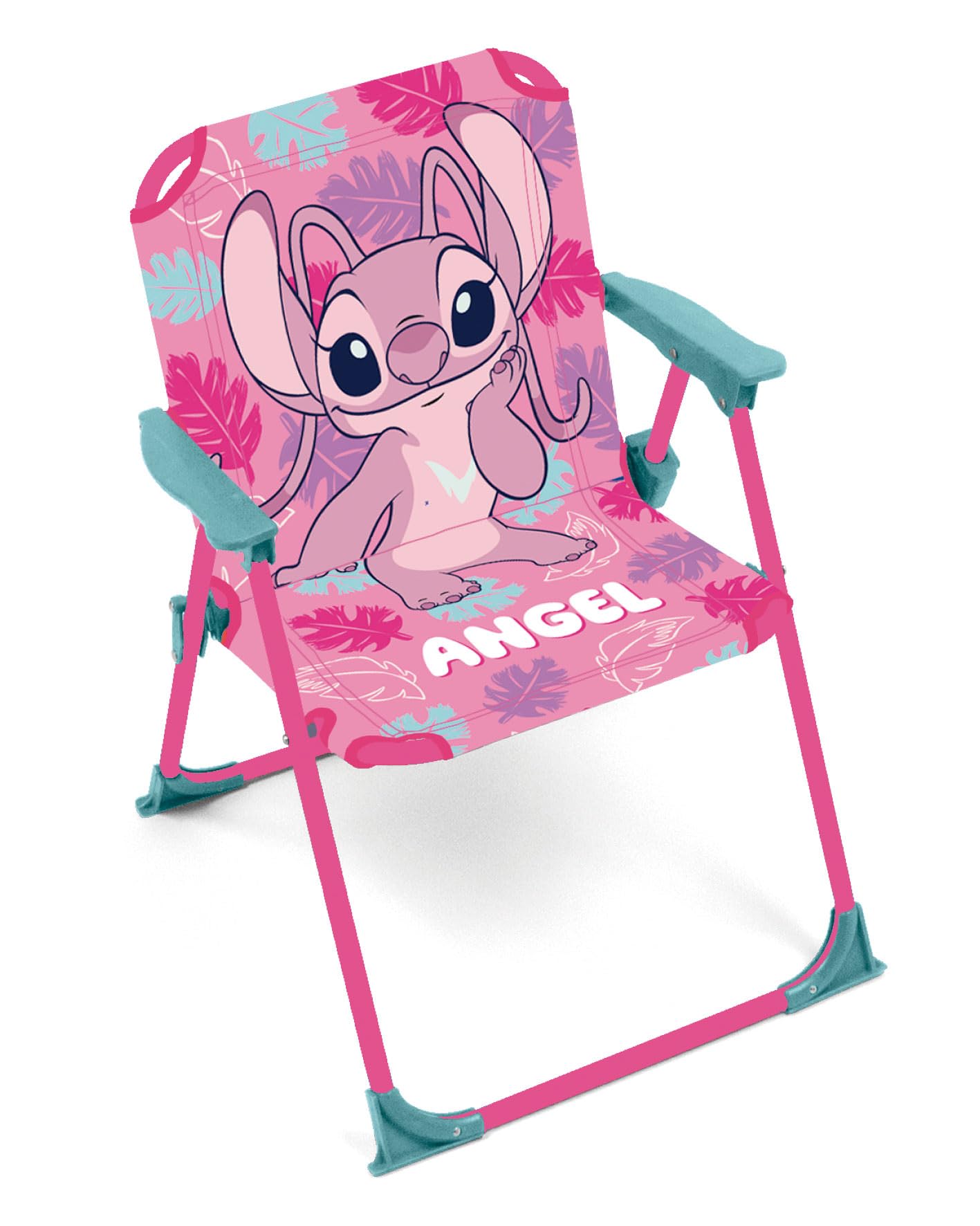 ARDITEX Silla Plegable Infantil Angel de Lilo y Stitch, Rosa, 32x38x53 cm, Máx. 30 kg