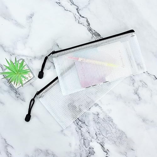 Miniatura 3 de Vuzvuv 30 bolsas de malla con cremallera de 9.1 x 4.5 pulgadas, bolsa con cremallera a granel, bolsa de malla para archivos, maquillaje, juegos de