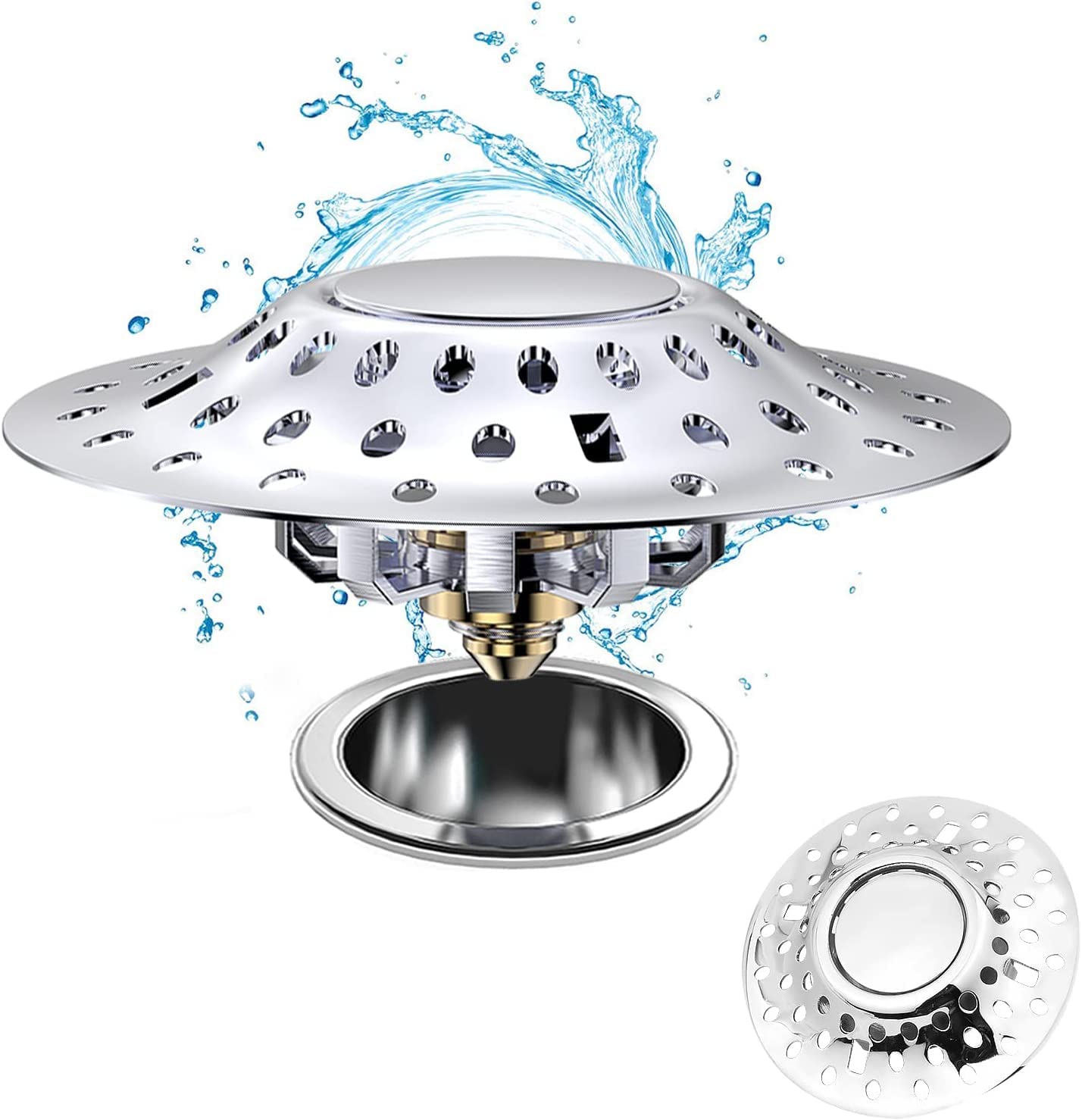 Miaphie 2 in 1 Bath-tub Stopper with Drain Hair Catcher, Anti Clogging Bathtub Drain Plug with Dual Filtration Design, Pop-up Tub Hair Catcher, Bathtub Drain Stopper for 1.45-1.85 Inch Drain Holes