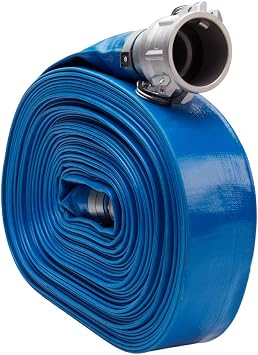 Pump Water Hose - Blue PVC Drain Backwash Discharge Hose - Camlock Fittings 1 1/2" x 50