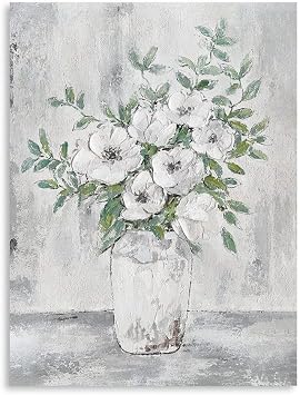 Grey Flower Wall Art Bedroom Wall Art Gray Art Flower for Gray and White Decor for Bathroom Bedroom Office Living Room 12"X 16"