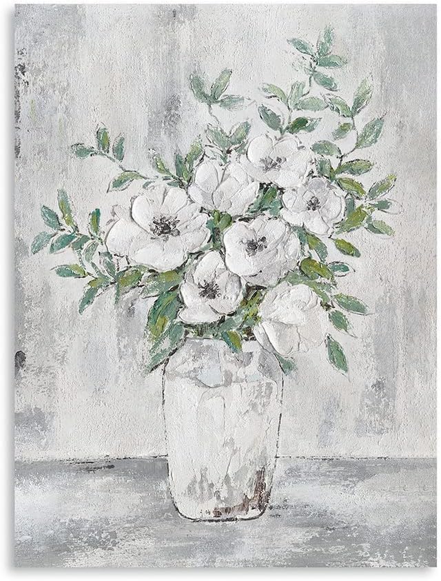 Grey Flower Wall Art Bedroom Wall Art Gray Art Flower for Gray and White Decor for Bathroom Bedroom Office Living Room 12'X 16'