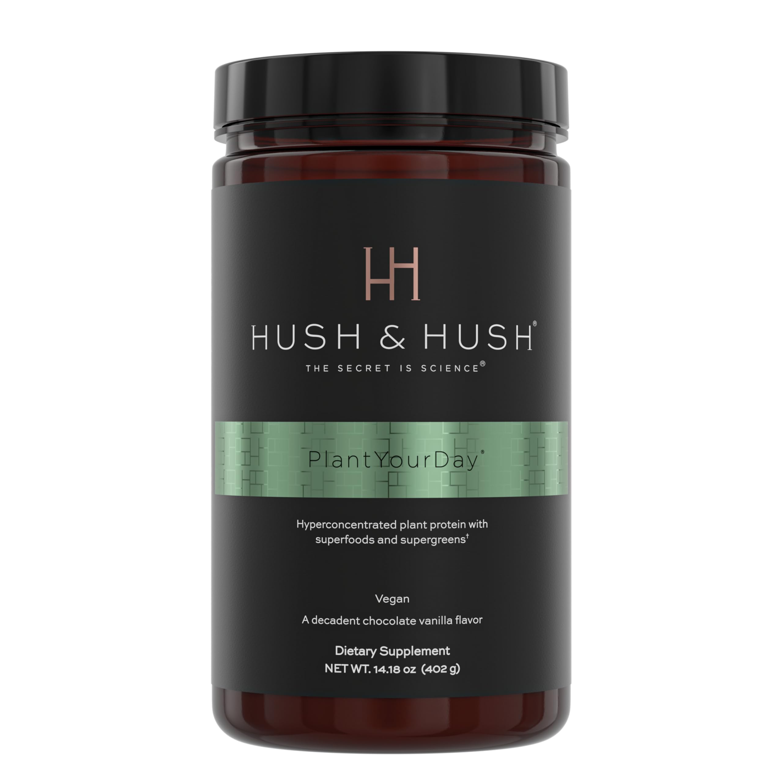 Hush & Hush Proteína vegetal em pó com proteína de ervilha e sementes de abóbora, 16 g por porção, 402 g
