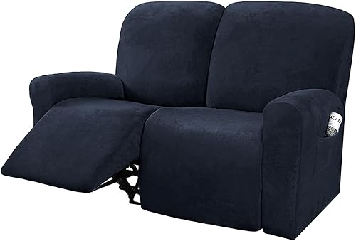 Miniatura 21 de NORTHERN BROTHERS Fundas de terciopelo para sofá reclinable de 8 piezas de 3 plazas, funda elástica para sofá reclinable, funda gruesa y suave, Gris