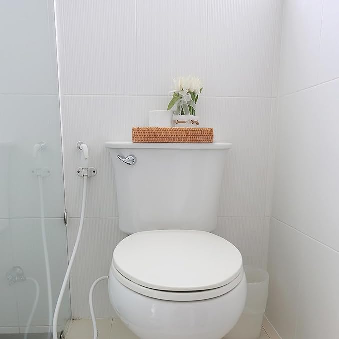 Bandeja de Baño de Rattán, Organizador para Tanque de Inodoro, Natural miniatura 6