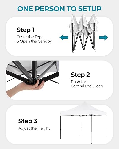 Miniatura 7 de Tienda de campaña desplegable, 10 x 10 pies, exteriores, toldo comercial, instantánea, 4 pesos de arena y bolsa enrollable, para fiestas,