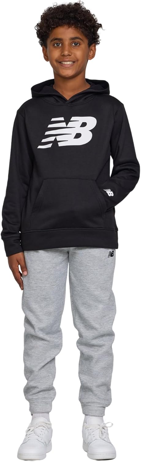 New Balance Boys & Toddlers Athletic 2 Piece – Soft Cotton Blended Fleece Hoodie & Joggers Active Sweatsuit Set (2T-12)