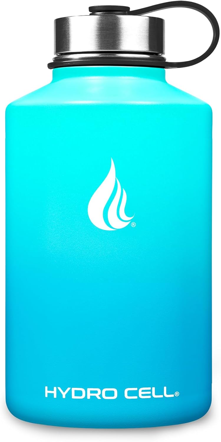 HYDRO CELL Stainless Steel Insulated Water Bottle with Straw - For Cold & Hot Drinks - Metal Vacuum Flask with Screw Cap and Modern Leakproof Sport Thermos for Adults (Teal/Blue 64oz) - Image 3