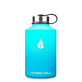 HYDRO CELL Stainless Steel Insulated Water Bottle with Straw - For Cold & Hot Drinks - Metal Vacuum Flask with Screw Cap and Modern Leakproof Sport Thermos for Adults (Teal/Blue 64oz)