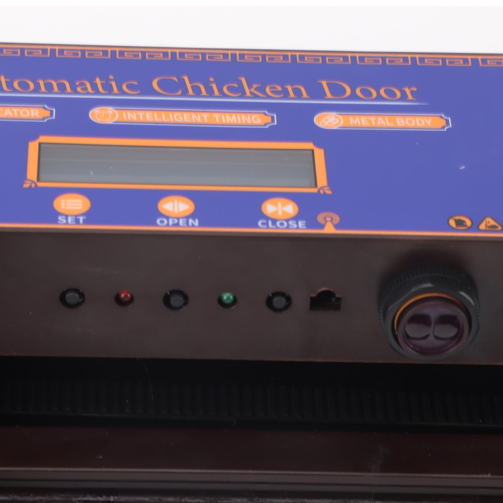 Porta Automatica Pollaio, Apriporta Solare con Timer e Sistema Antipizzicamento IP45, Portello Marrone Scuro per Galline da Esterno, Recinti e Ricoveri per Uso Quotidiano