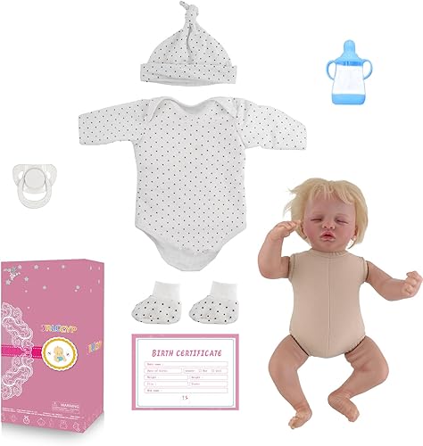 Miniatura 8 de Muñeca de bebé de 18 pulgadas, muñecas realistas recién nacidas, extremidades de vinilo de silicona suave con cuerpo de algodón pesado, muñeca de